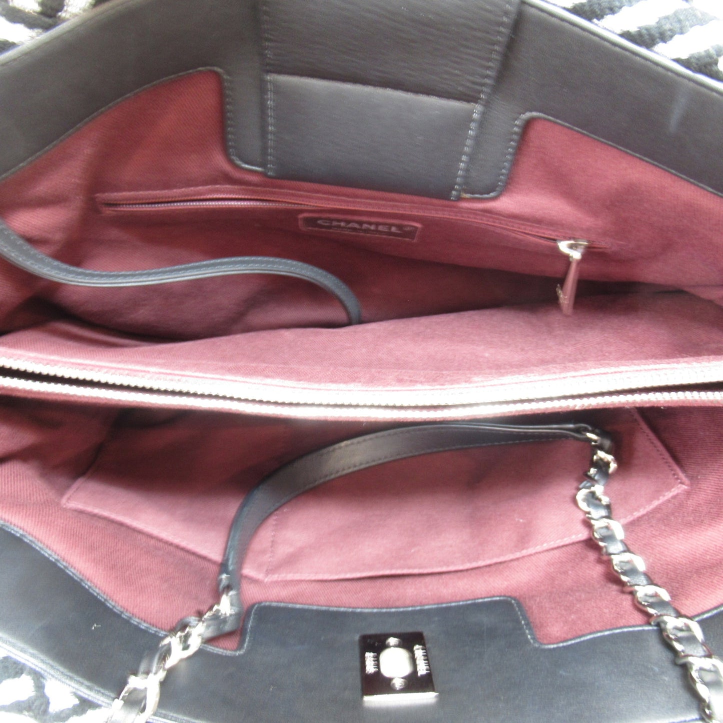CHANEL 2way shoulder bag Black Silver Nylon polyester
