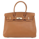 Hermes Brown Taurillon Clemence Leather Handbag ( )