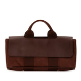 Hermes Brown Toile Chevron Leather Handbag ( )