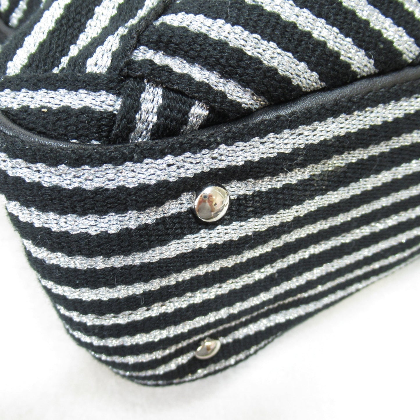 CHANEL 2way shoulder bag Black Silver Nylon polyester