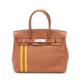 Hermes Brown Gold Yellow Togo Leather Swift Leather Handbag ( )