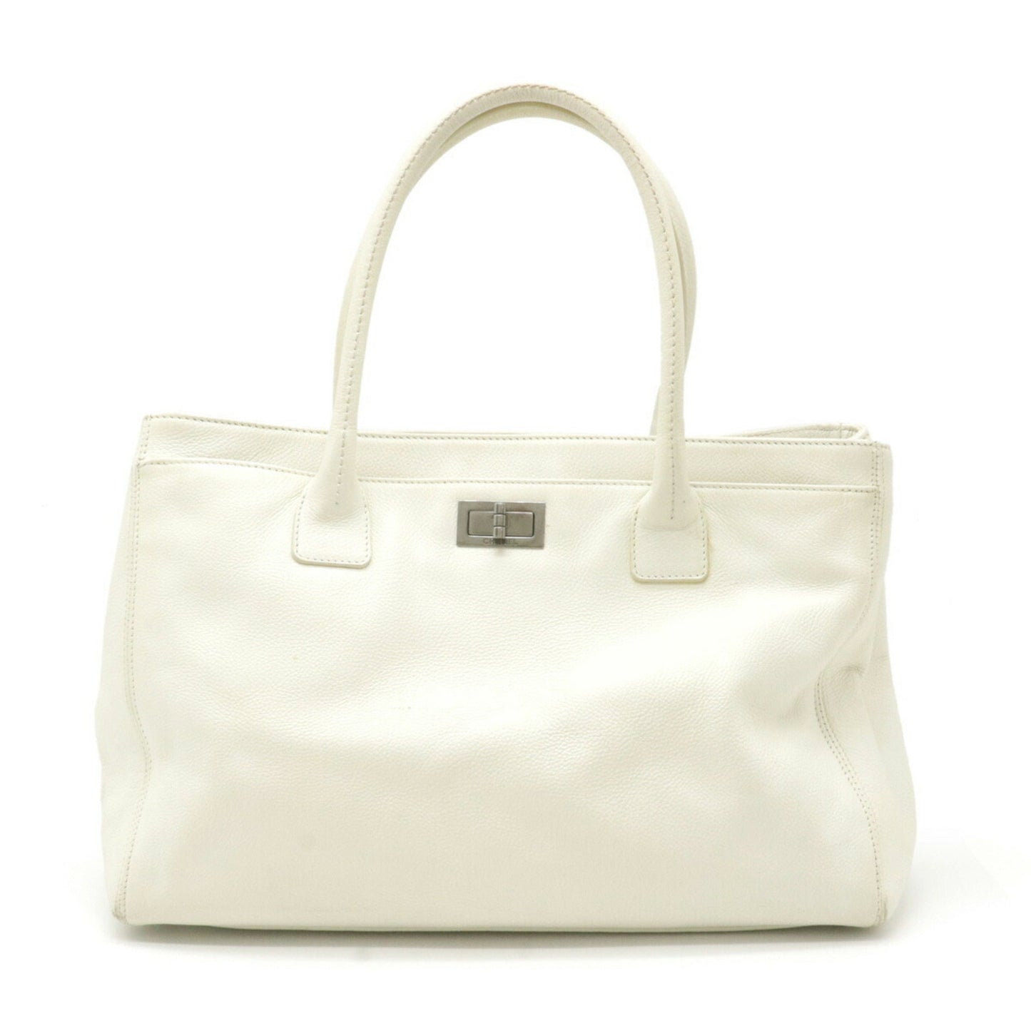 CHANEL 2.55 executive tote bag handbag turn lock leather white A29292