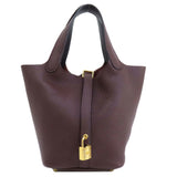 Hermes Bordeaux Swift Leather Taurillon Clemence Leather Handbag ( )
