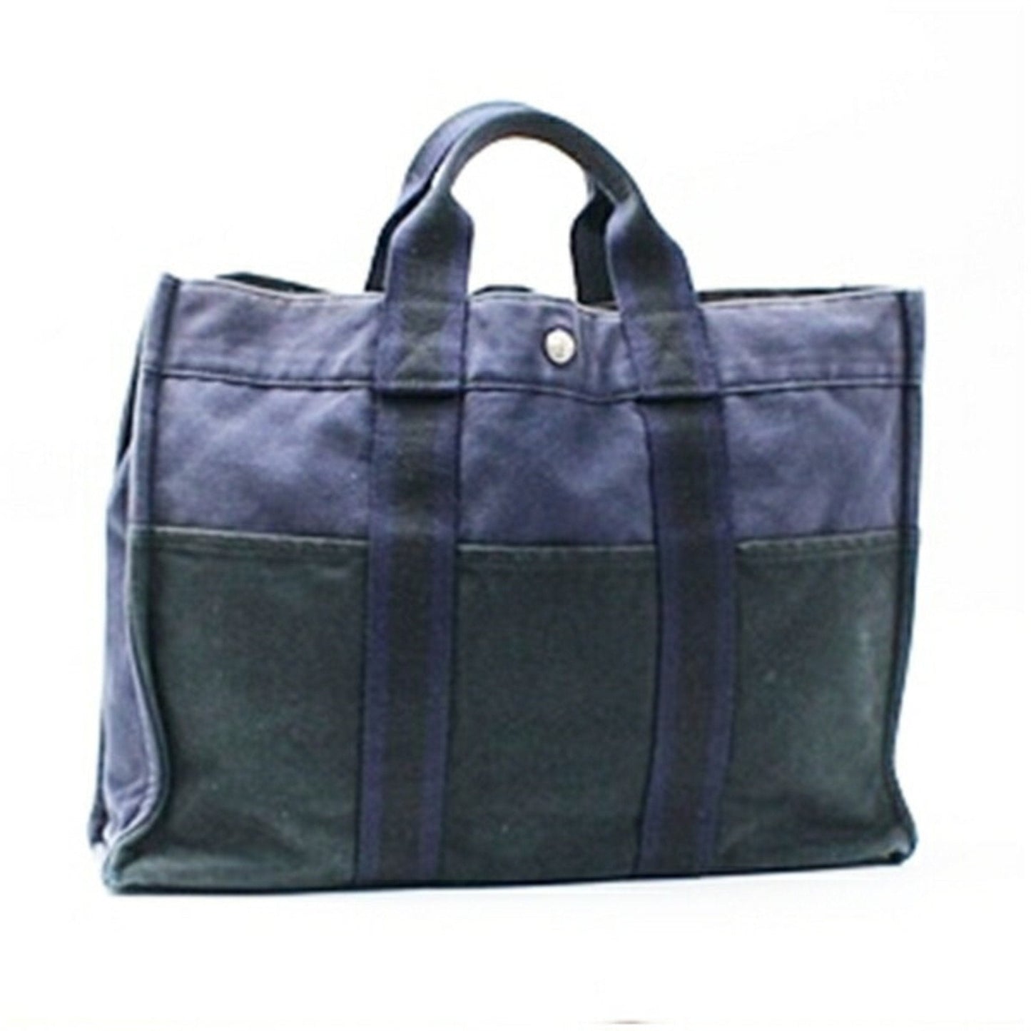 Hermes Bicolor Black Navy Canvas Tote Bag ( )