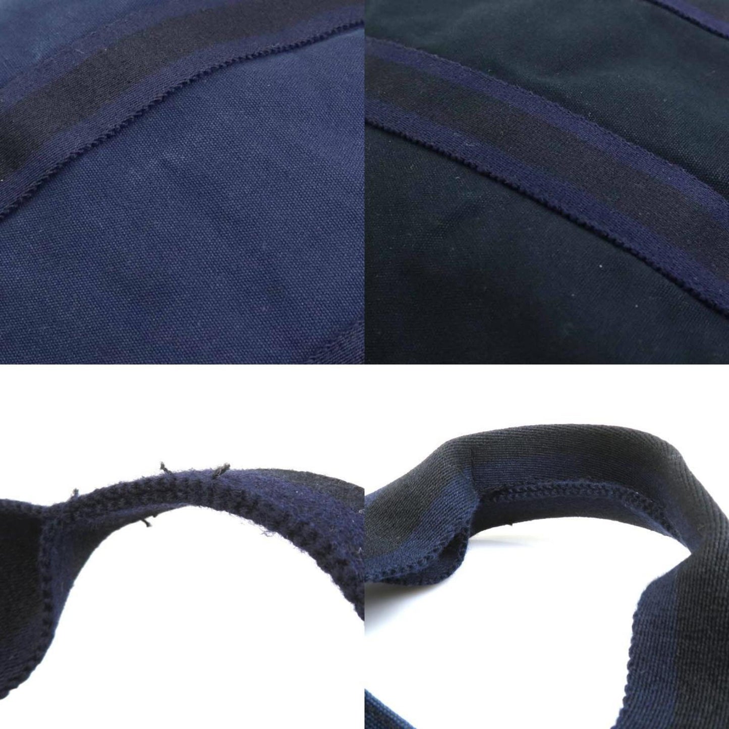 Hermes Black Navy Cotton Handbag Tote Bag ( )