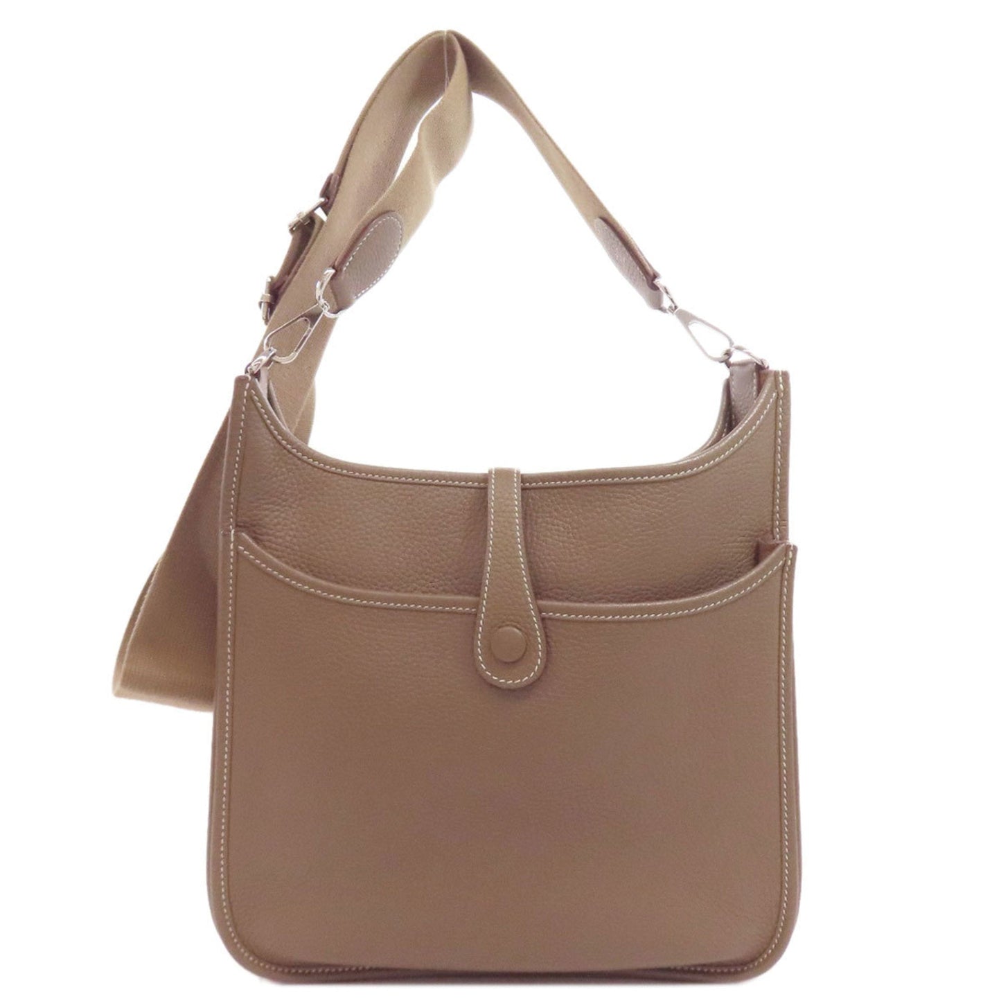 Hermes Brown Etoupe Gray Taurillon Clemence Leather Shoulder Bag ( )
