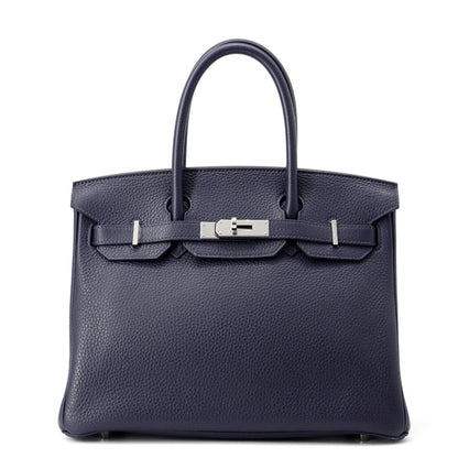 Hermes Blue Nuit Rose Purple Taurillon Clemence Leather Handbag ( )