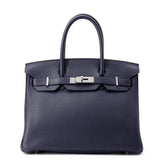 Hermes Blue Nuit Rose Purple Taurillon Clemence Leather Handbag ( )
