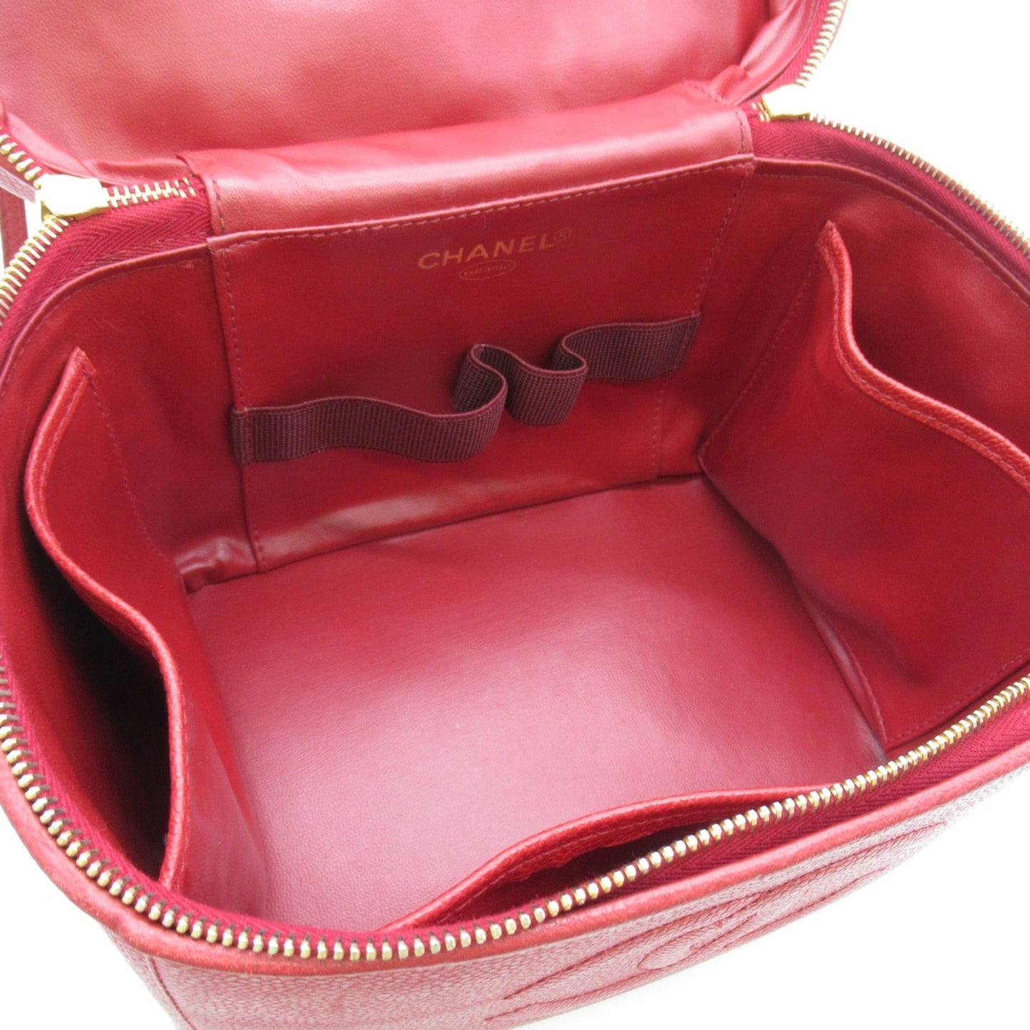 CHANEL 2way vanity bag Red Caviar Skin [Grained Calf]