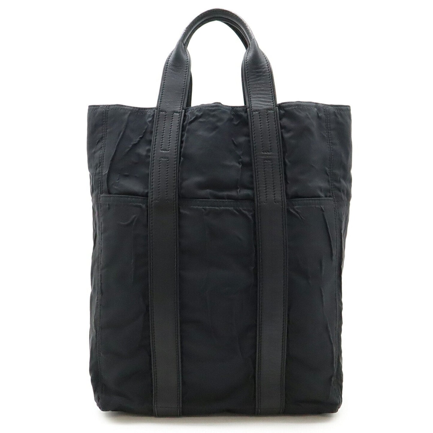 Hermes Acapulco Black Nylon Leather Handbag Tote Bag ( )