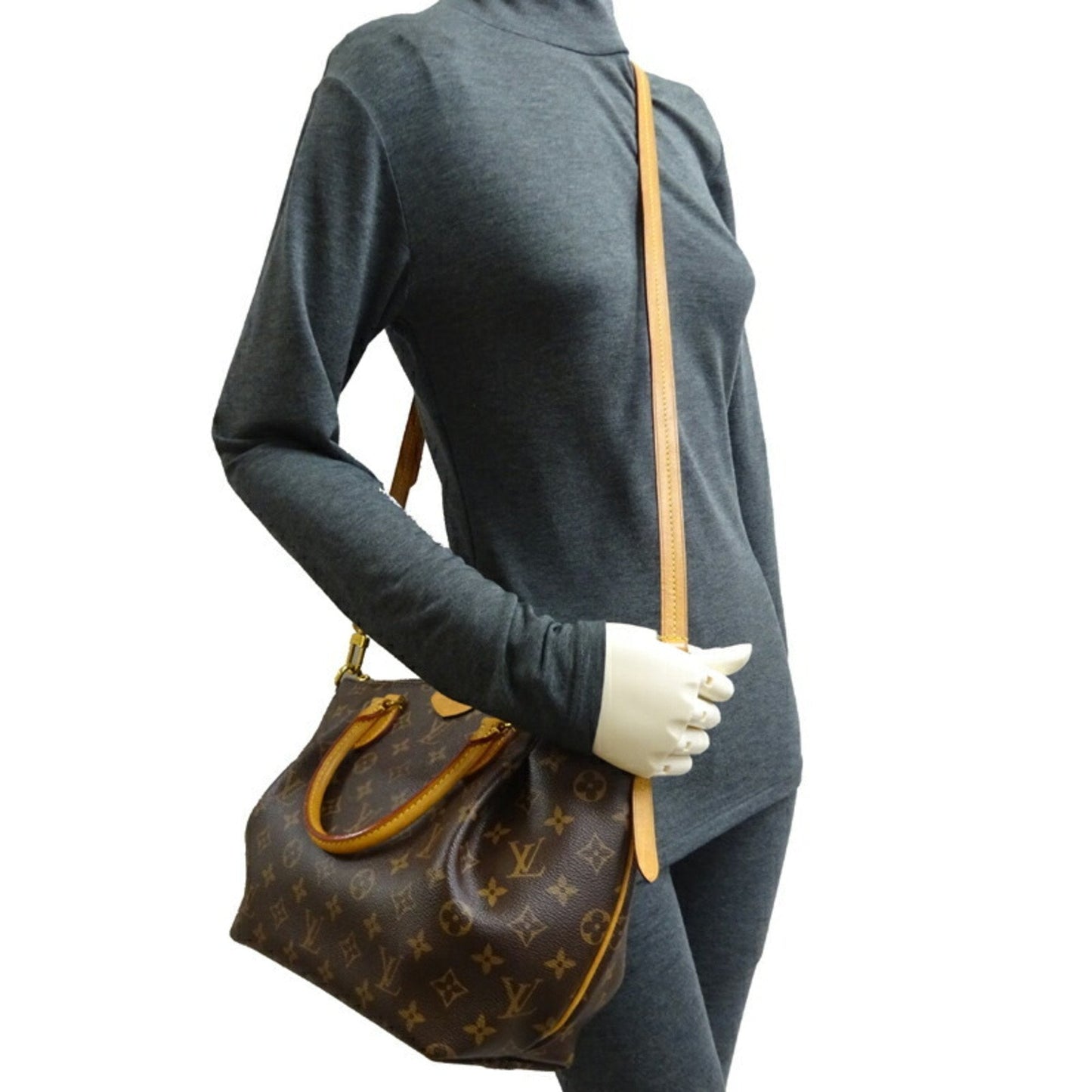 LOUIS VUITTON Turen PM Ladies Handbag M48813 Monogram Ebene [Brown]