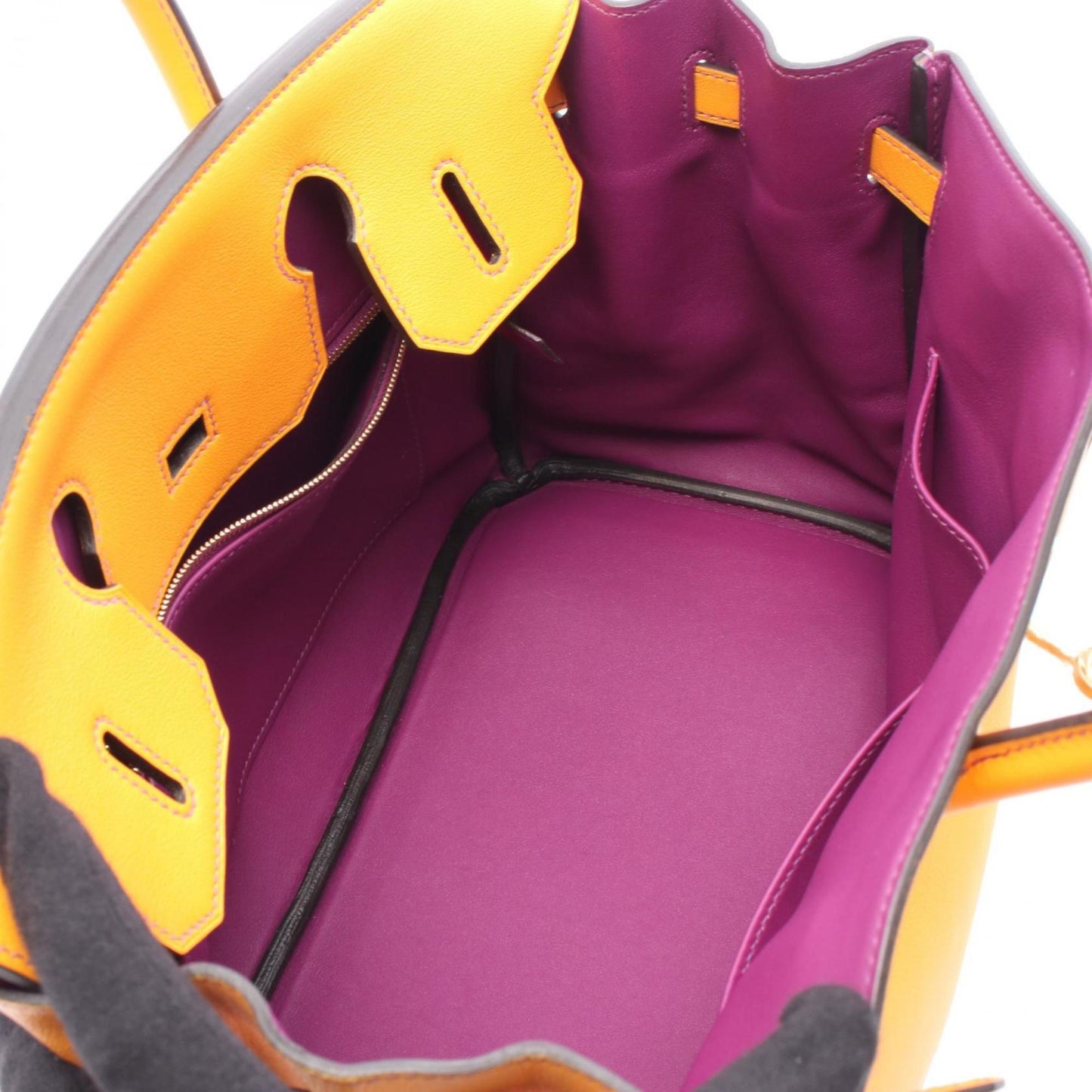 Hermes Anemone Orange Purple Leather Handbag ( )