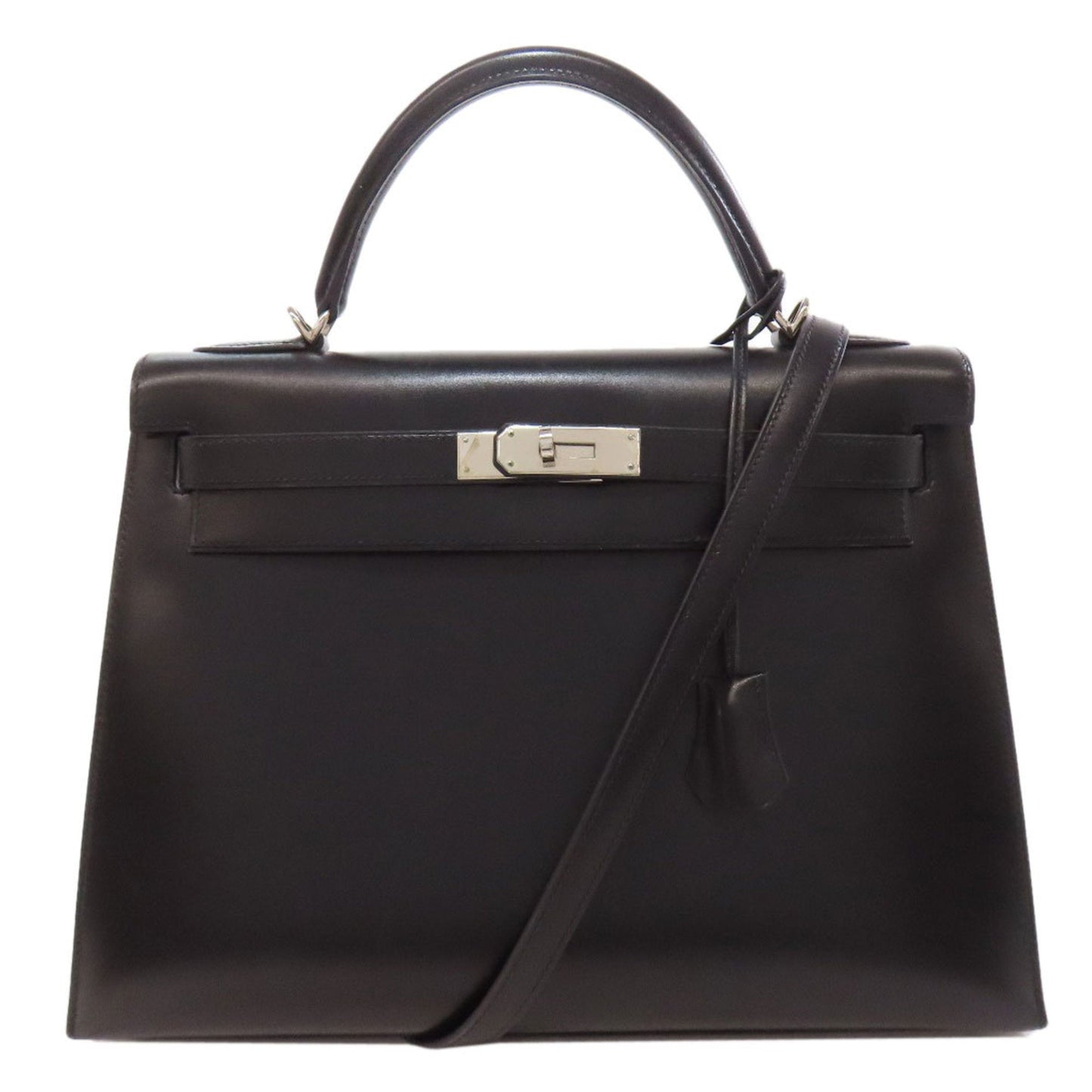 Hermes Black Box Calf Leather Handbag ( )