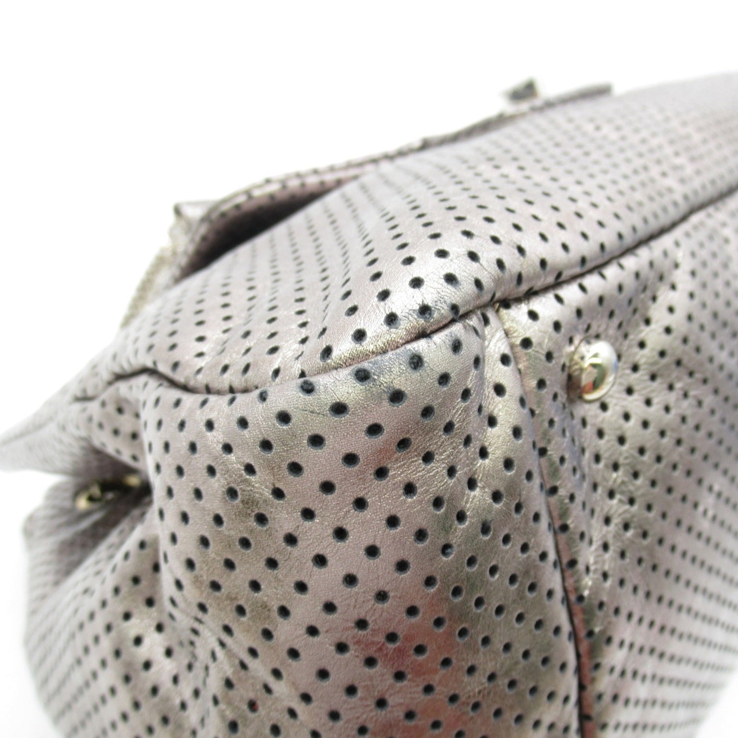 CHANEL 2.55 ChainShoulder Bag Silver metallic leather