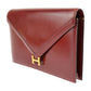 Hermes Bordeaux Rouge H Box Calf Leather Clutch Bag Handbag ( )