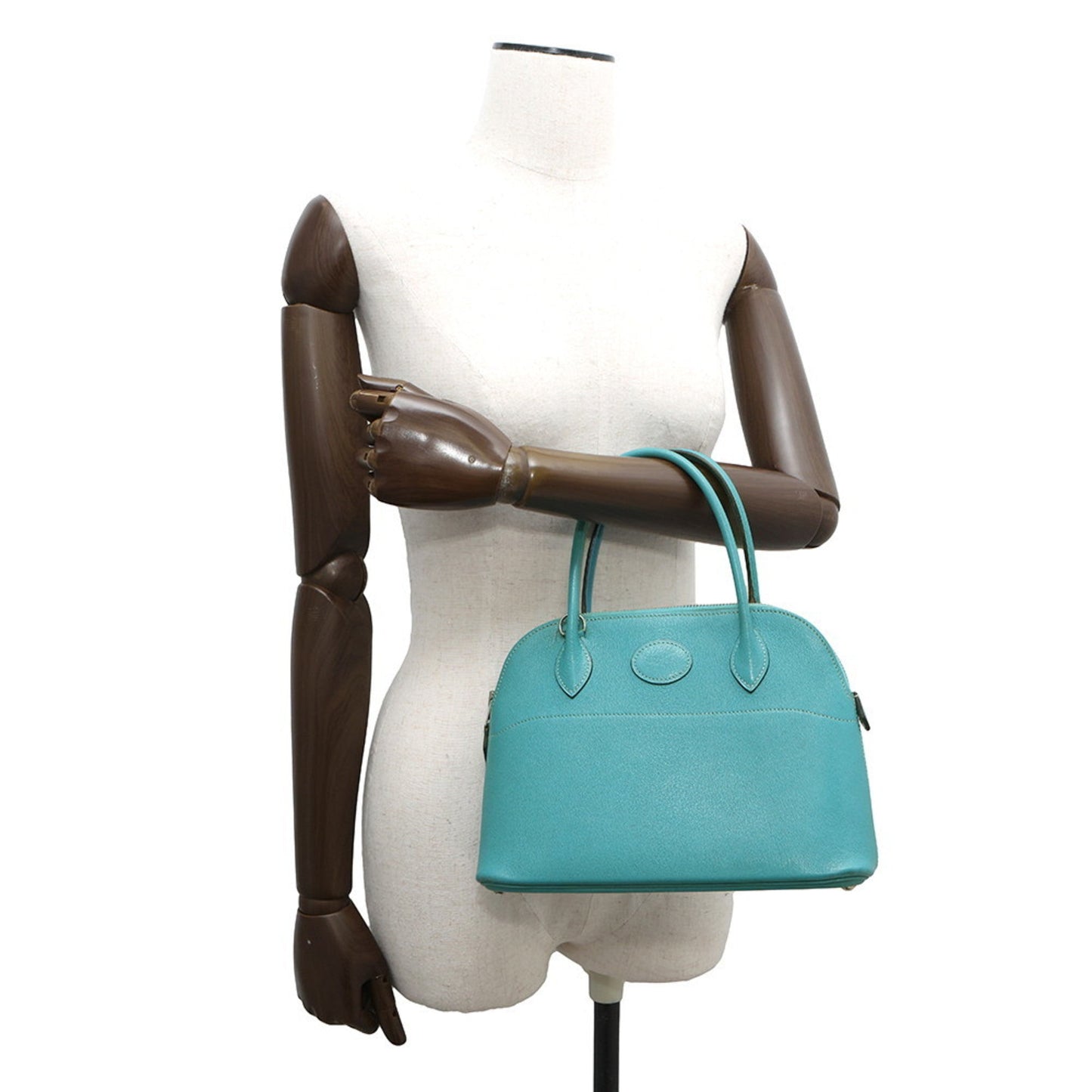 Hermes Bolide Blue Chevre Myzore Leather Handbag ( )