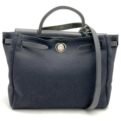 Hermes Black Canvas Handbag Shoulder Bag ( )