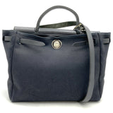 Hermes Black Canvas Handbag Shoulder Bag ( )