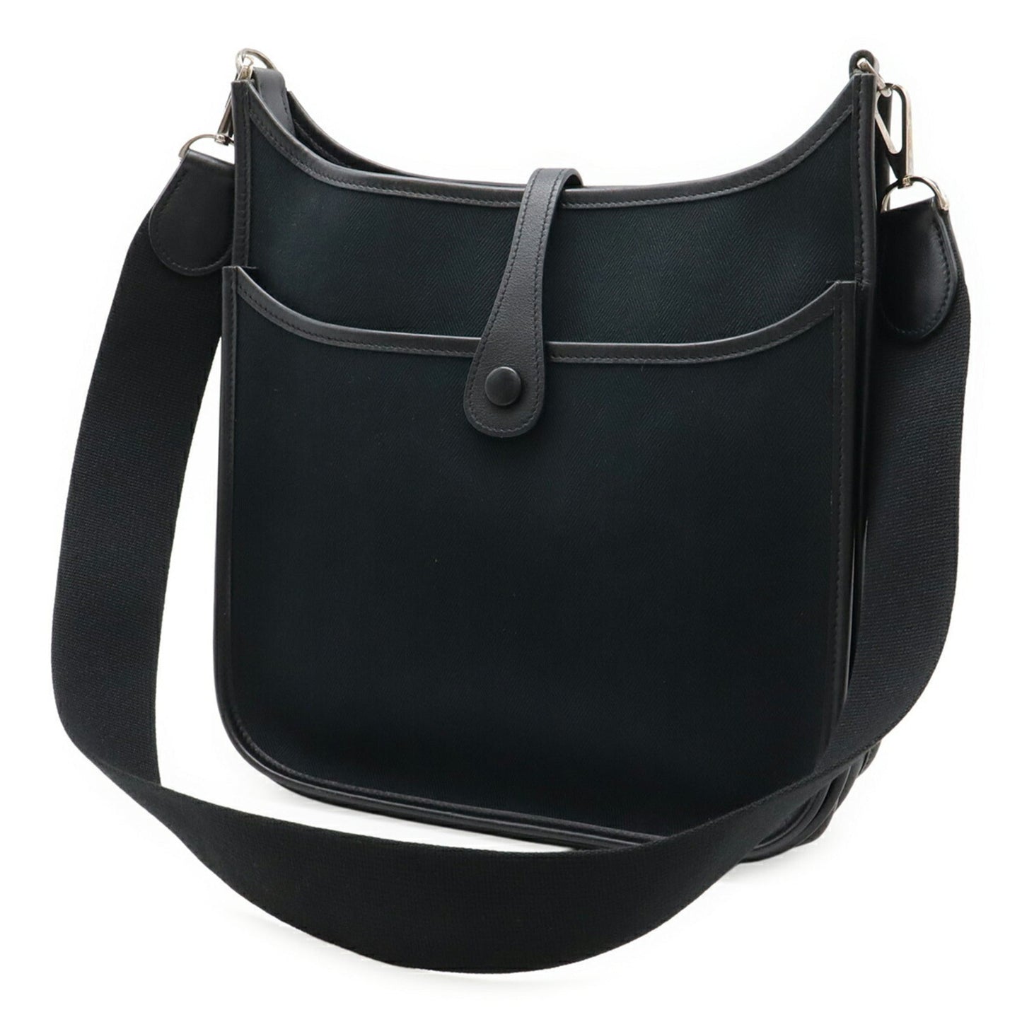 Hermes Black Toile H Leather Shoulder Bag ( )