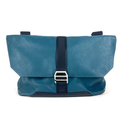 Hermes Blue Navy Leather Messenger Bag Shoulder Bag ( )