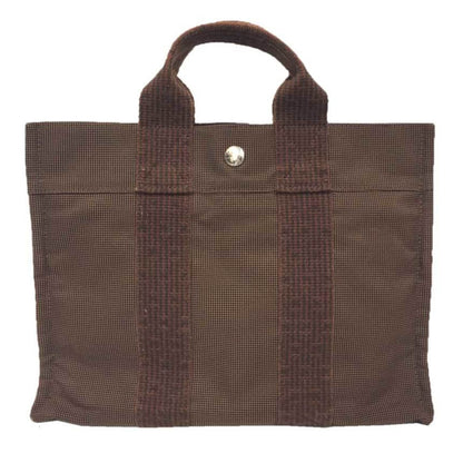 Hermes Brown Nylon Canvas Tote Bag ( )