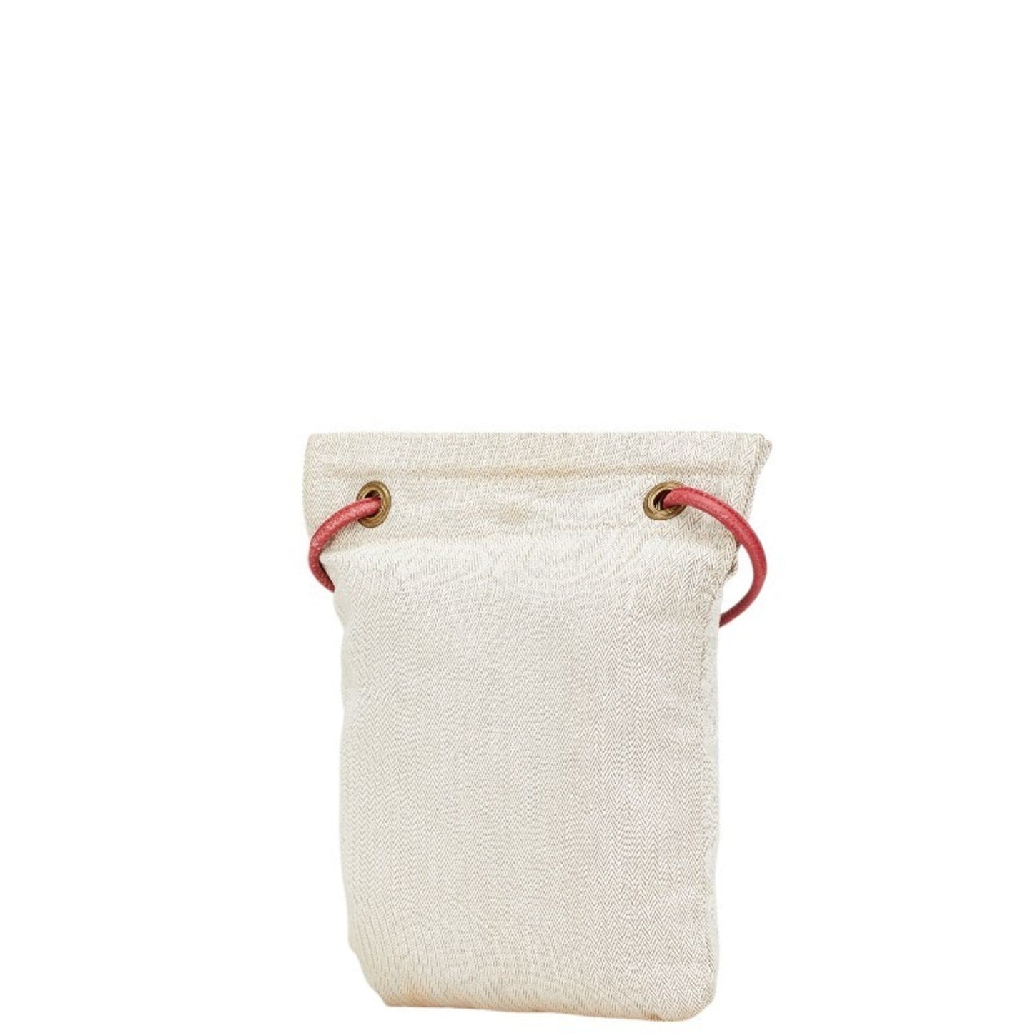 Hermes Beige Red Color Cotton Leather Shoulder Bag ( )