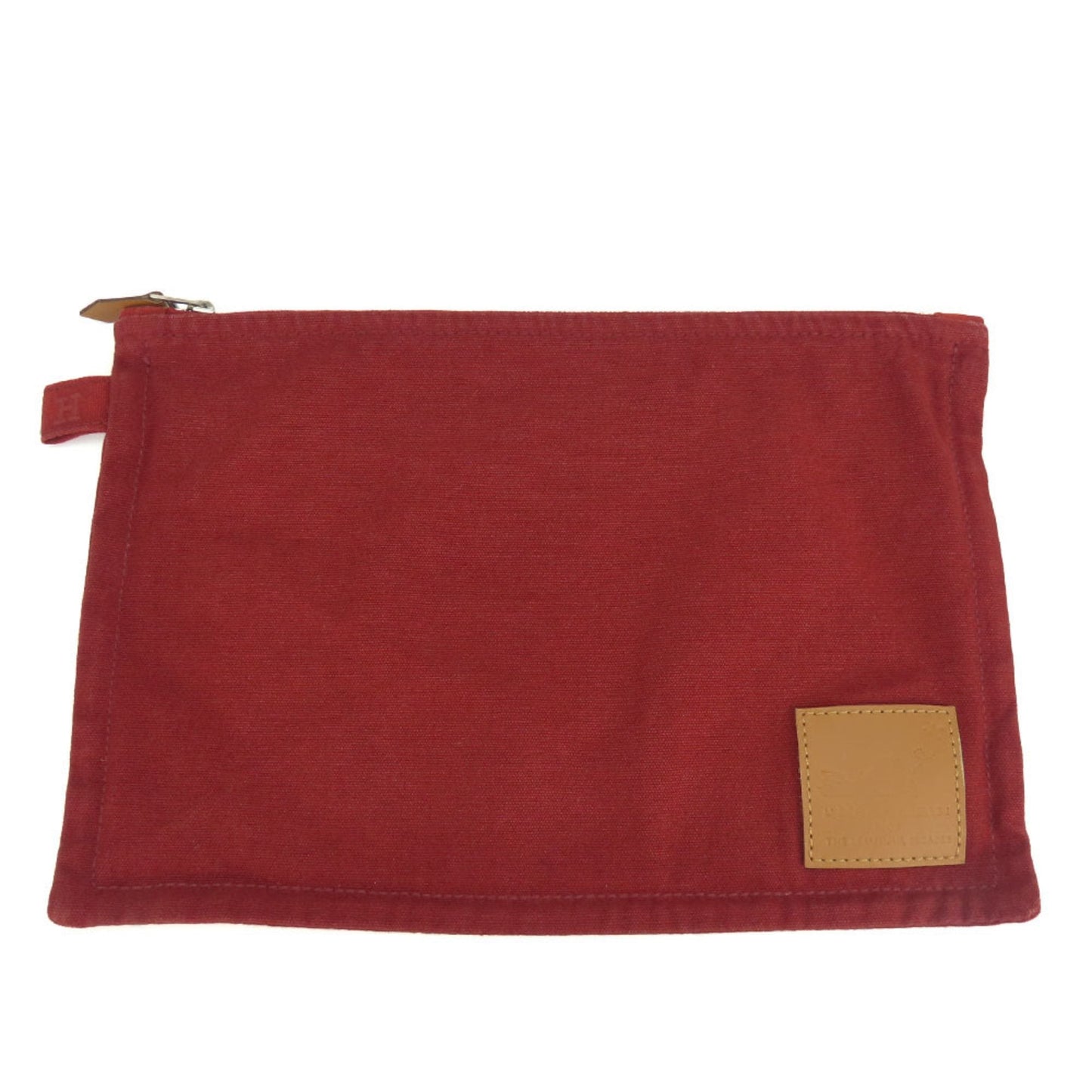 Hermes Bordeaux Cotton Leather Pouch ( )