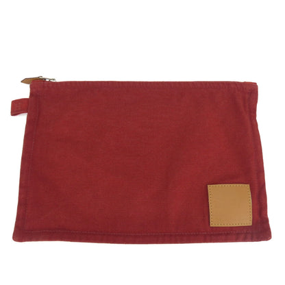 Hermes Bordeaux Cotton Leather Pouch ( )