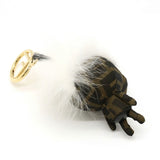 FENDI Zucca Space Monkey Bag Charm Key Holder Nylon Canvas Fur Khaki Dark Brown