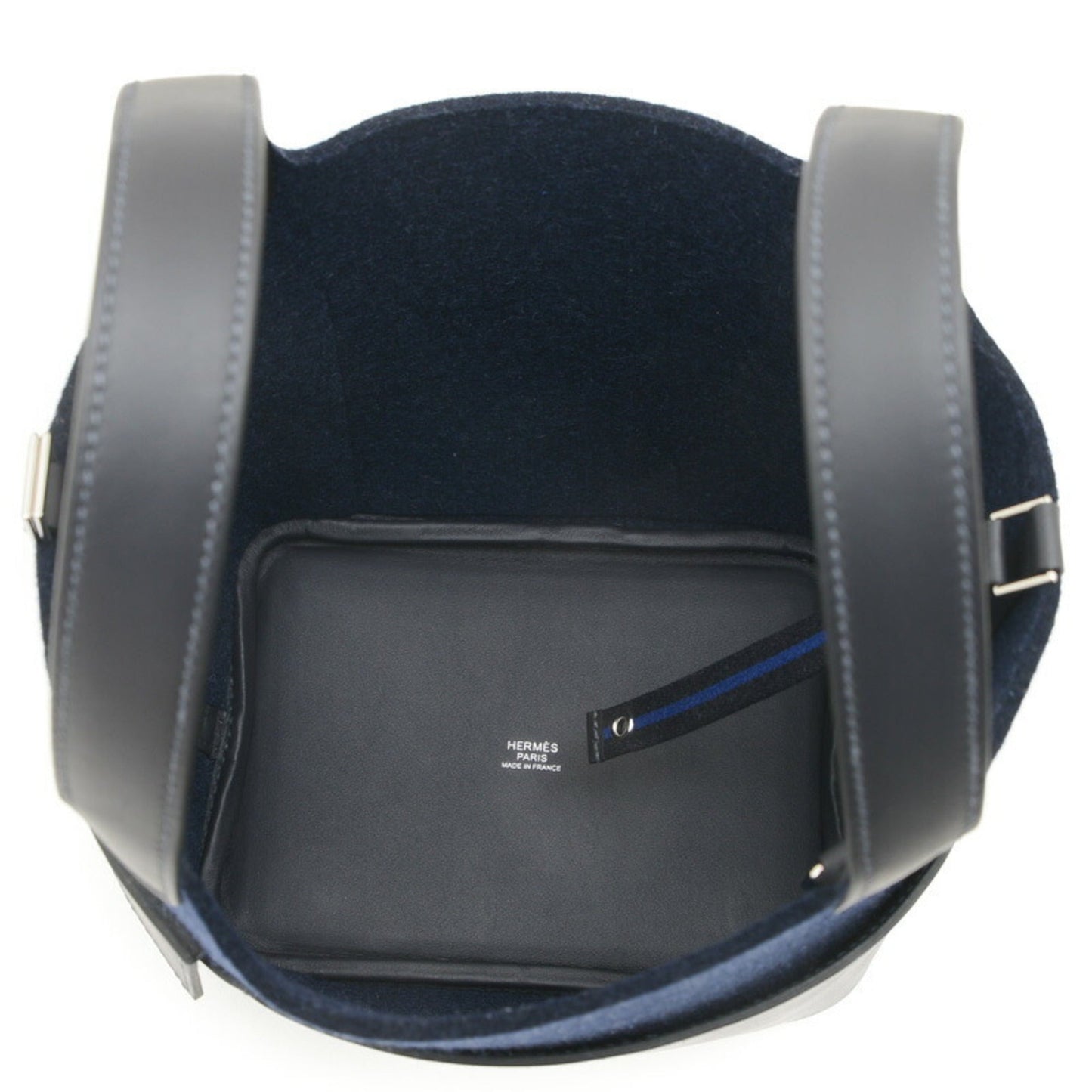 Hermes Blue Nuit Felt Swift Leather Handbag ( )