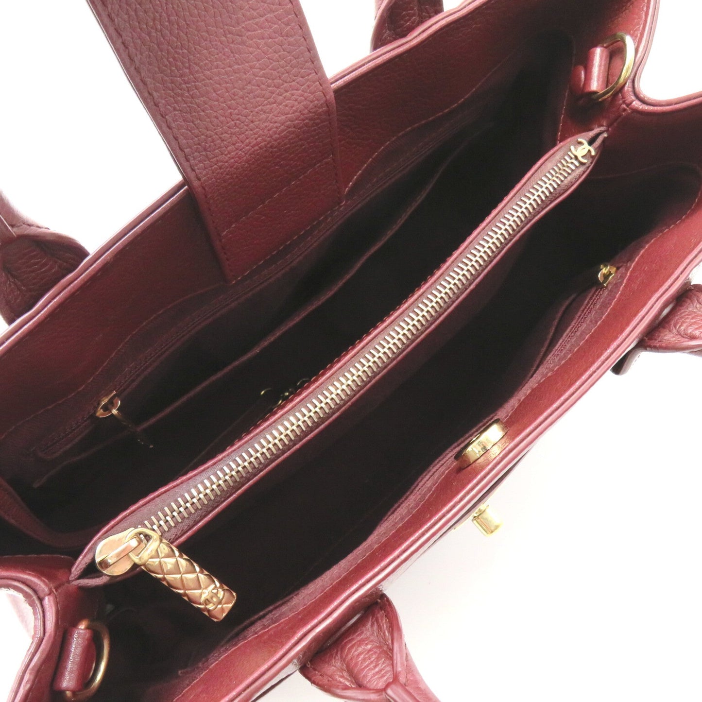 CHANEL 2way tote Red Bordeaux leather A69930