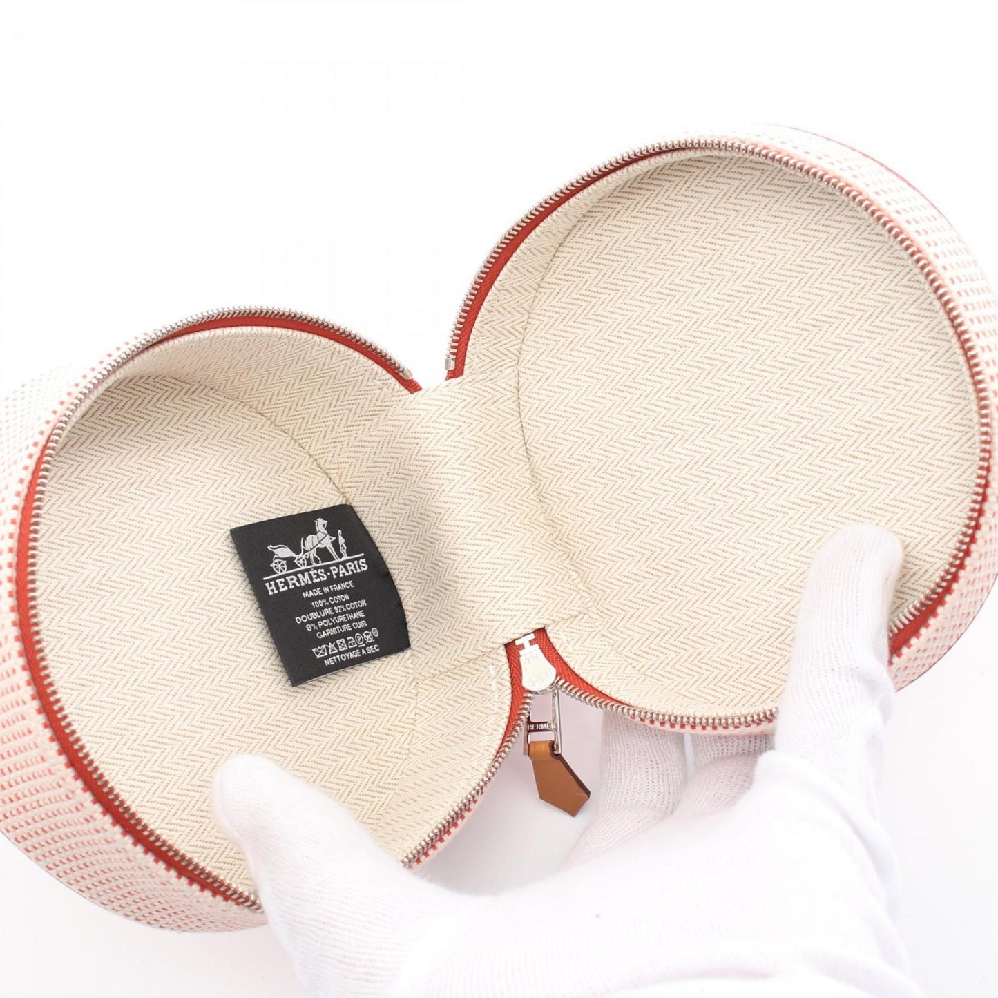 Hermes Bordeaux White Toile H Pouch ( )