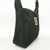 FENDIAuth  FF Logo Women's Nylon Shoulder Bag Black