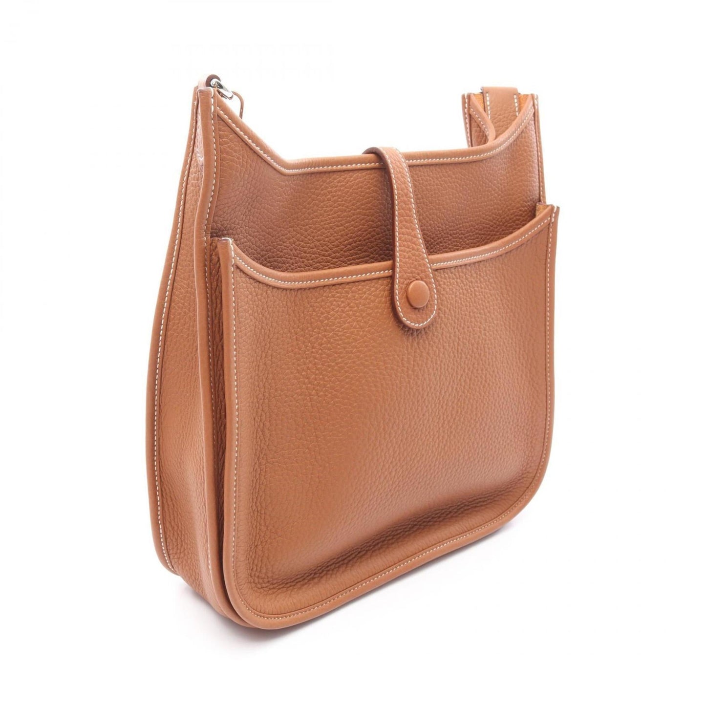 Hermes Brown Gold Taurillon Clemence Leather Leather Shoulder Bag ( )