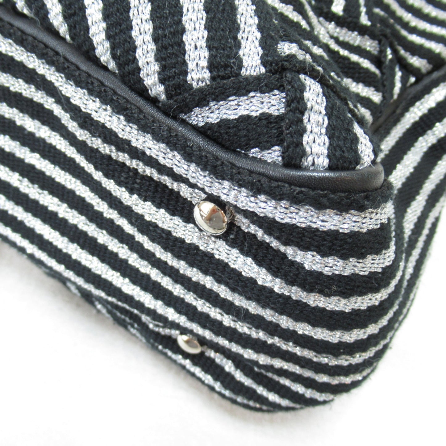 CHANEL 2way shoulder bag Black Silver Nylon polyester