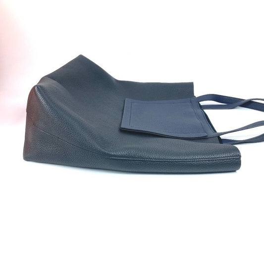 Hermes Black Navy Taurillon Clemence Leather Shoulder Bag Tote Bag ( )