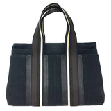Hermes Black Canvas Leather Tote Bag ( )