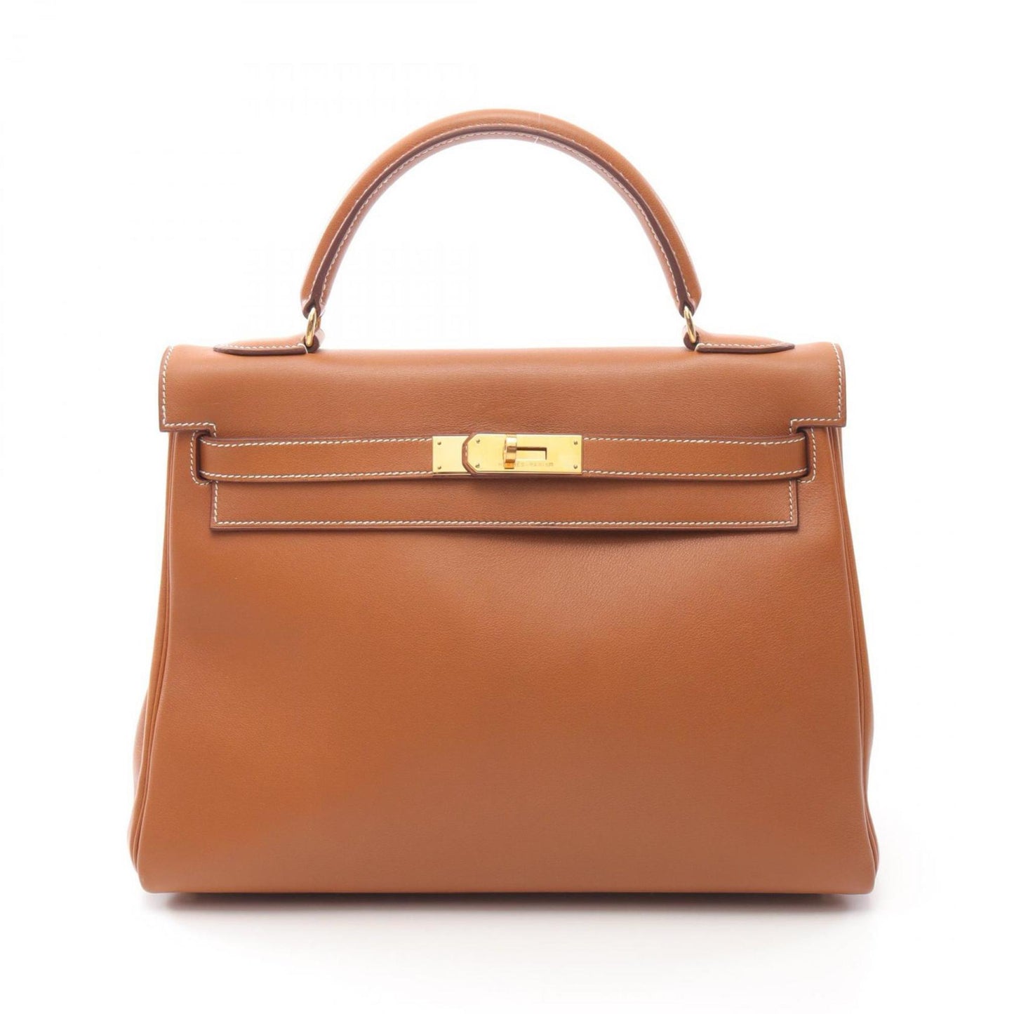 Hermes Brown Gold Brown Leather Handbag ( )