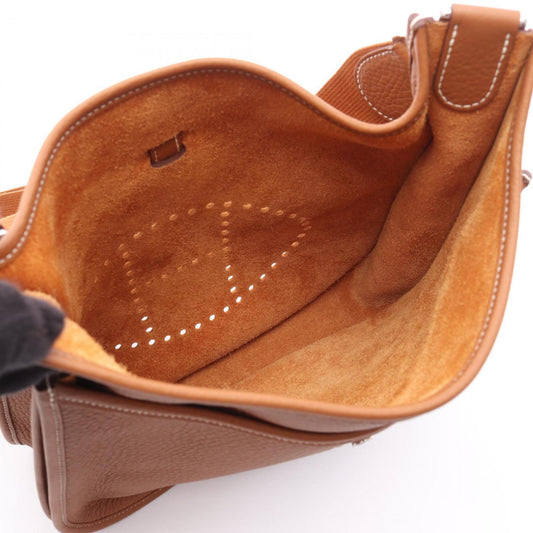 Hermes Brown Gold Taurillon Clemence Leather Leather Shoulder Bag ( )