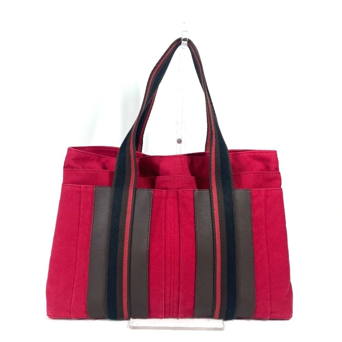 Hermes Black Red Color Canvas Shoulder Bag Tote Bag ( )
