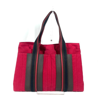 Hermes Black Red Color Canvas Shoulder Bag Tote Bag ( )