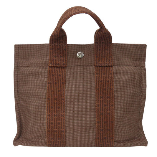 Hermes Brown Canvas Handbag Tote Bag ( )