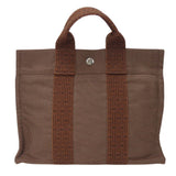 Hermes Brown Canvas Handbag Tote Bag ( )