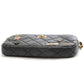 Chanel 2.55 Embroidered Chain Clutch Shoulder Bag Leather Black