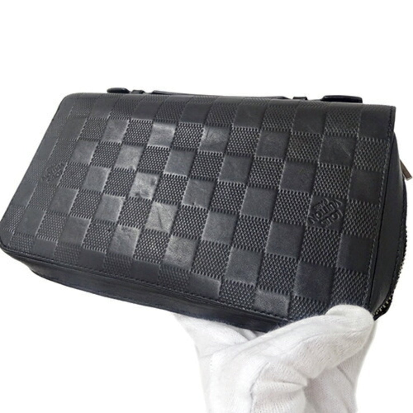 LOUIS VUITTON Wallet Damier Anfini Men's Long Zippy XL Onyx N61254 Black