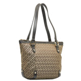 FENDI Zucchino Handbag Tote Bag 8BH196 Beige Brown Canvas Leather Women's