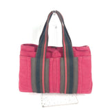 Hermes Brown Red Color Canvas Handbag Tote Bag ( )
