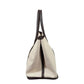Hermes Beige Brown Toile H Leather Handbag ( )