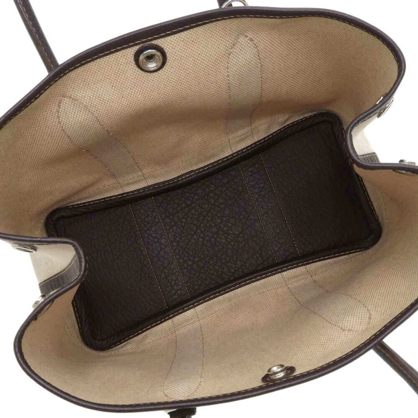 Hermes Beige Brown Marron Toile Officier Buffalo Leather Tote Bag ( )