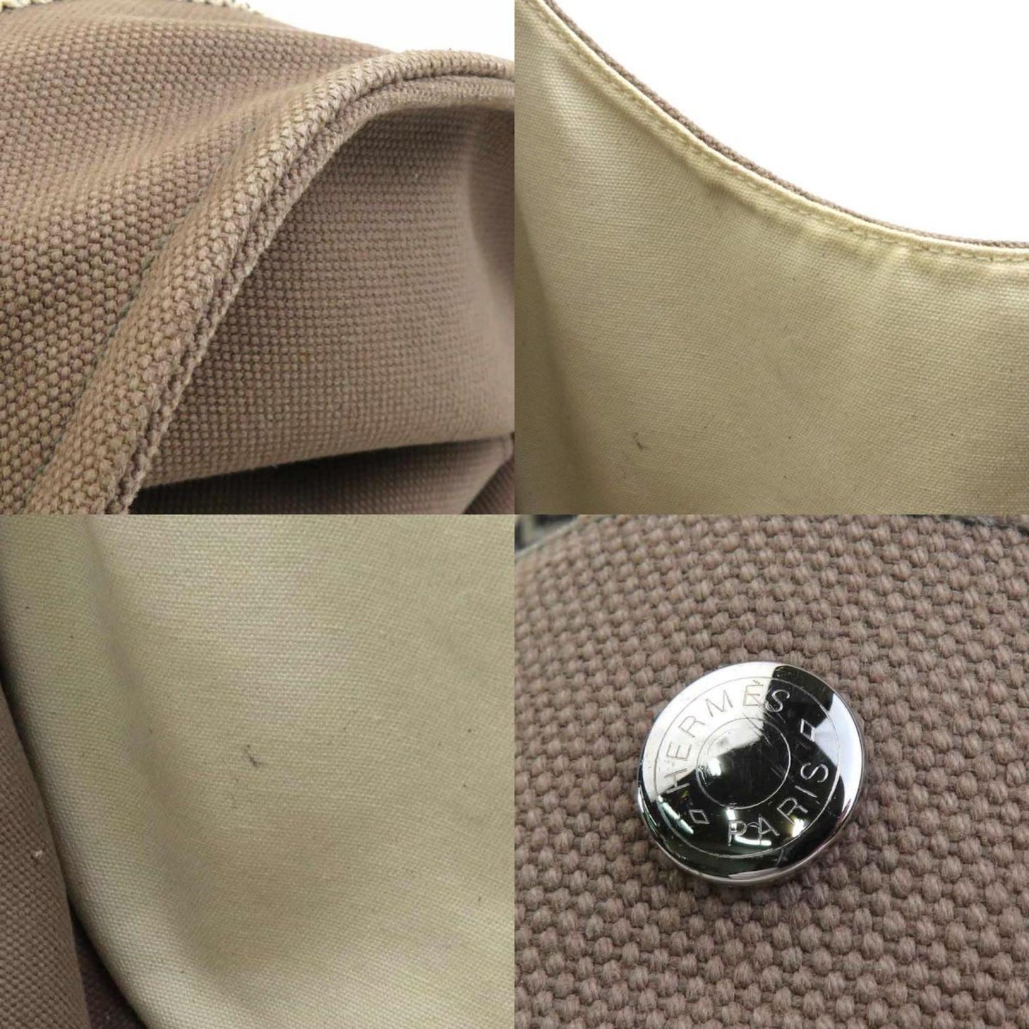 Hermes Brown Cotton Handbag Tote Bag ( )